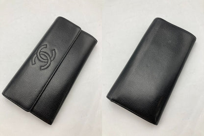 CHANEL シャネル キャビアスキン ココマーク 長財布 ブラック 中古 D4