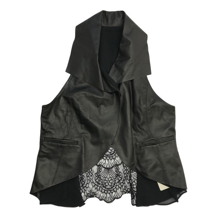 NERO センソユニコ ベスト レディース 羊革 ジレ レース シフォン ブラック 01146002 中古 T1