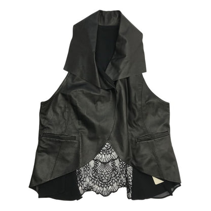 NERO センソユニコ ベスト レディース 羊革 ジレ レース シフォン ブラック 01146002 中古 T1