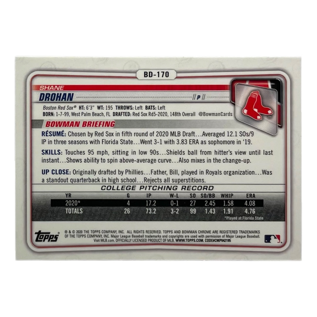 TOPPS MLBカード BOWMAN CHROME 1ST SHANE DROHAN BOSTON RED SOX #BD-170 中古 IT2