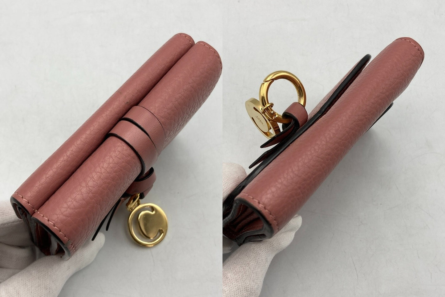 Chloe クロエ グレインレザー アルファベット スモールトリフォールド 3つ折り財布 中古 D4