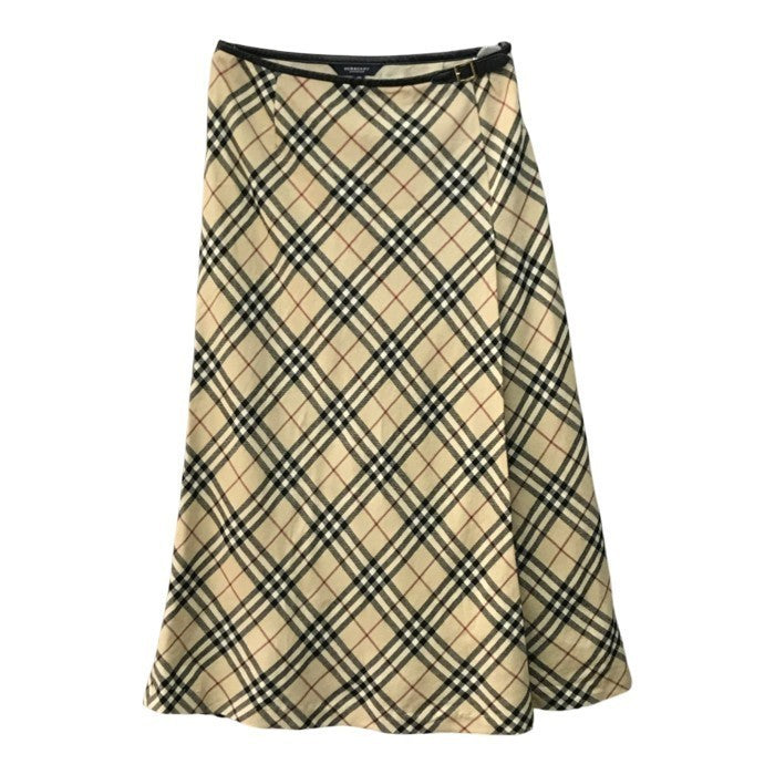 BURBERRY バーバリー ロングスカート レディース ウール ノバチェック ロンドン ベルト ベージュ 40サイズ FX005-045 中古 T1