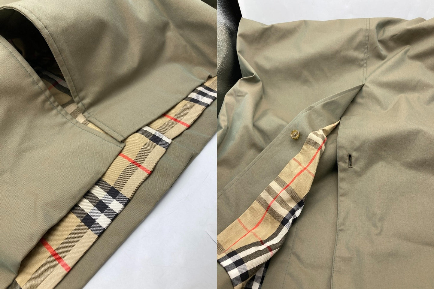 Burberrys バーバリーズ イングランド製 ステンカラーコート カーキ ノバチェック 中古 D44