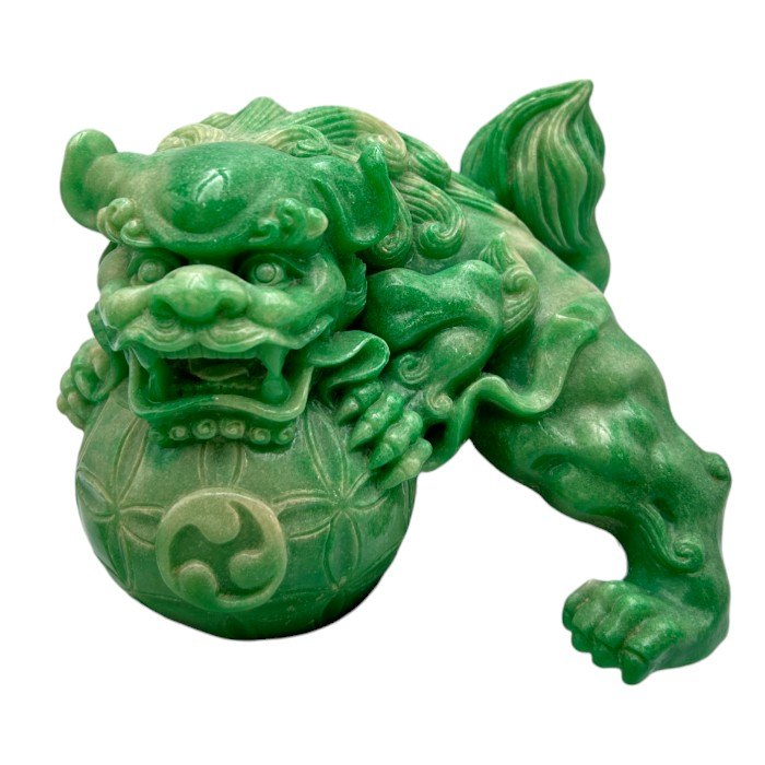 シーサー 翡翠 置物 沖縄 インテリア 石 かっこいい 中古 W４