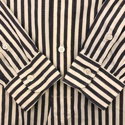 COMOLI コモリ コットンシャツ メンズ ストライプ 長袖 シンプル ネイビー ホワイト 紺 白 サイズ表記無し 中古 N1