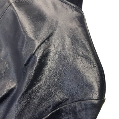 PauI Smith ポールスミス ジャケット メンズ レザー 山羊 ジップアップ ブルゾン ネイビー Sサイズ PP-MN-41502 中古 T1