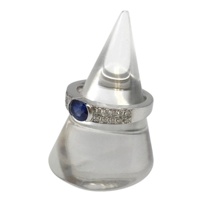 Pt950 サファイア0.823ct/ダイヤモンド0.24ct リング レディース オーバルミックスカット プラチナ 11.5号 中古 T1