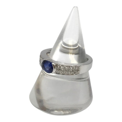 Pt950 サファイア0.823ct/ダイヤモンド0.24ct リング レディース オーバルミックスカット プラチナ 11.5号 中古 T1
