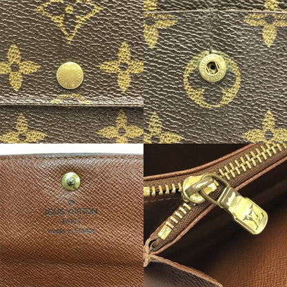 LOUIS VUITTON ルイヴィトン モノグラム ポシェットポルトモネクレディ 長財布 ユニセックス 二つ折り ホック 小銭入れあり ブラウン M61725 中古 T1