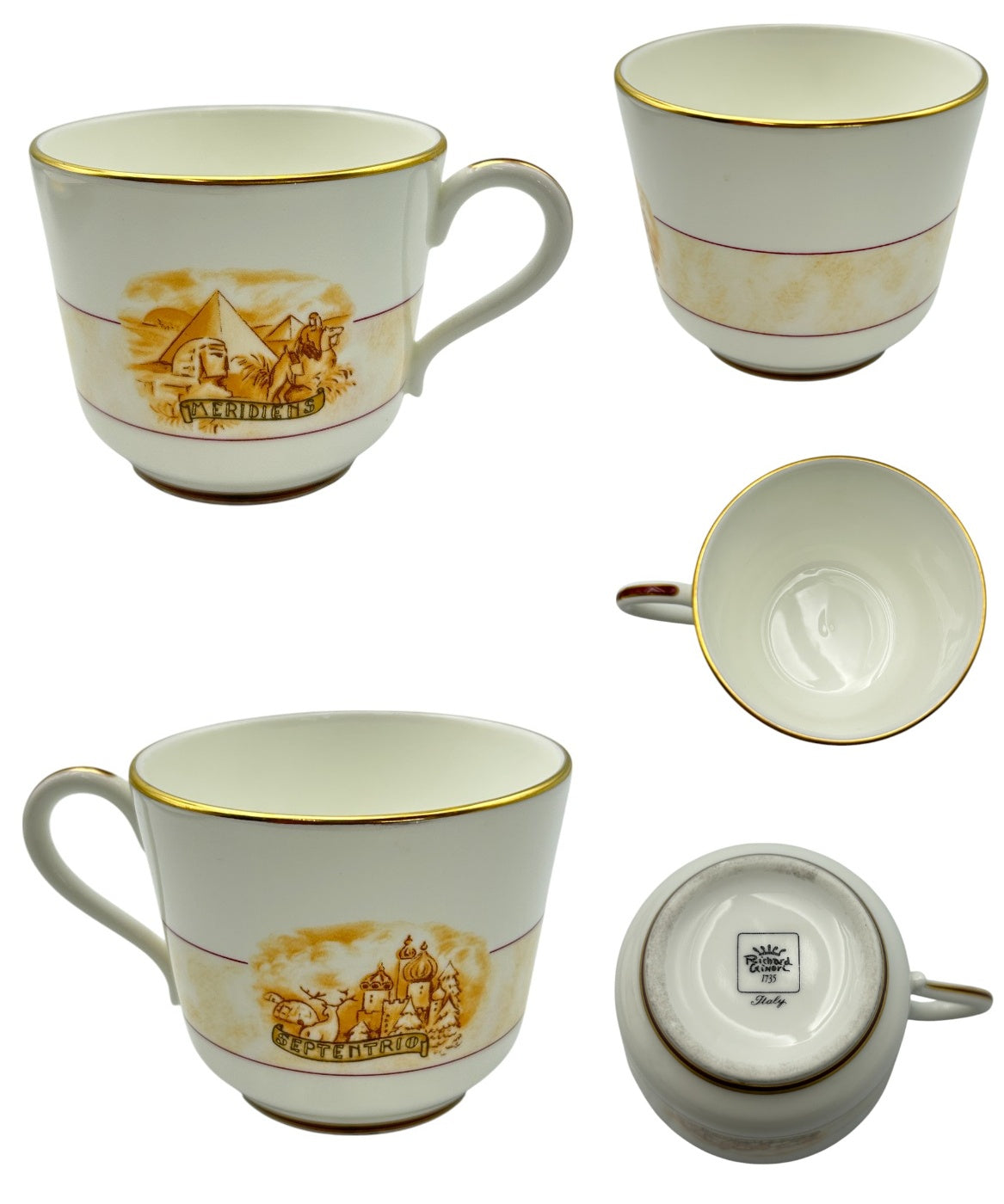 【中古】 Richard Ginori リチャードジノリ ジオカルティン プリマクラッセコラボ カップ＆ソーサー シュガーポット クリーマー ５客セット 洋食器 廃盤 ブランド 紅茶 ティー W４