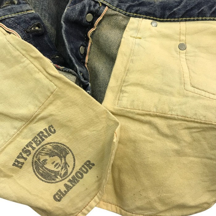 HYSTERIC GLAMOUR ヒステリックグラマー デニムパンツ メンズ ジーンズ コットン スタッズ セルビッチ インディゴ 28インチ 4AP-2761 中古 T1