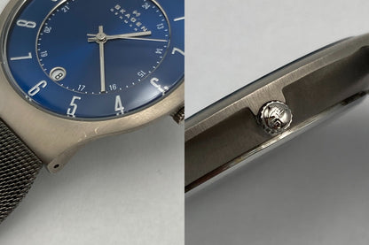SKAGEN スカーゲン SUNDBY TITANIUM＆チャコールスチールメッシュウォッチ 233XLTTN 中古 D4