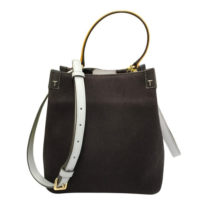 TORY BURCH トリーバーチ ミニトートバッグ レディース キャンバス 2way ショルダー 斜め掛け ブラウン 中古 T1