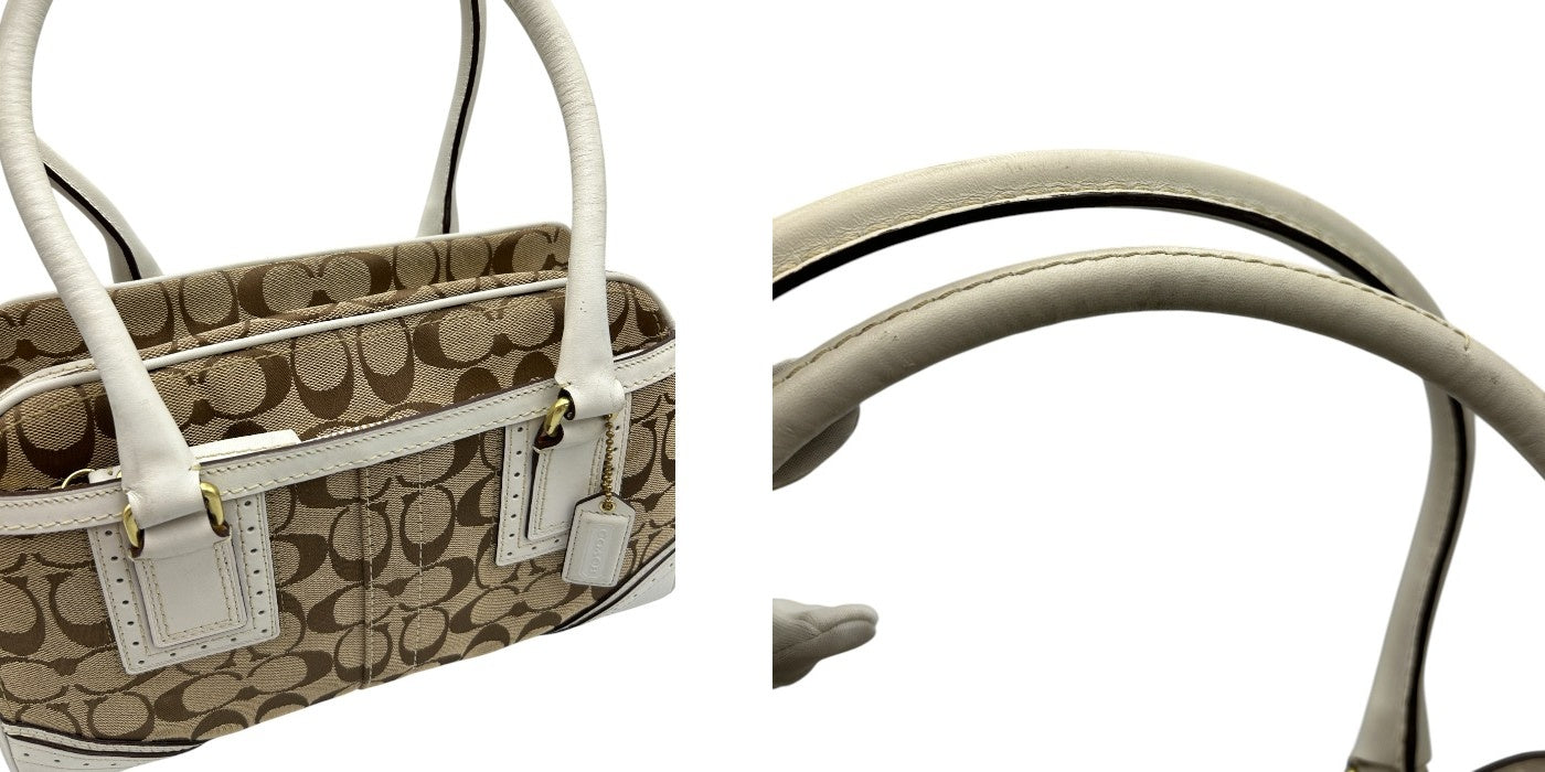 COACH コーチ シグネチャー トート バッグ 10532 鞄 ブランド レディース ホワイト 中古 W４