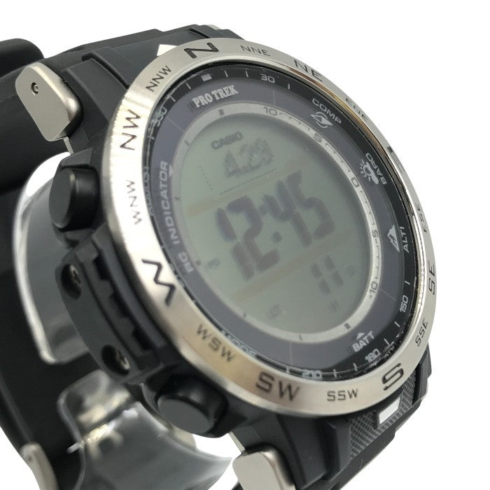 CASIO カシオ PRO TREK 腕時計 メンズ タフソーラー 電波 デジタル 登山 アウトドア コンパス ブラック PRW-30-1AJF 中古 T1