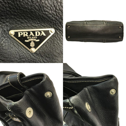PRADA プラダ トートバッグ レディース レザー ショルダー ハンドバッグ ベルトデザイン A4収納 通勤 ブラック 中古 T1