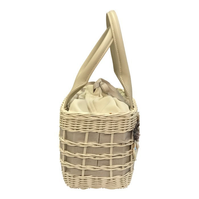 TOCCA トッカ FLOWER RATTAN かごバッグ レディース 春夏 お花 フラワー ハンドバッグ ビジュー ホワイト 6226425 中古 T1