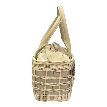 TOCCA トッカ FLOWER RATTAN かごバッグ レディース 春夏 お花 フラワー ハンドバッグ ビジュー ホワイト 6226425 中古 T1