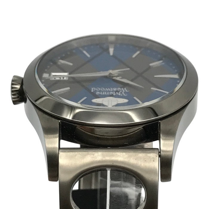 Vivienne Westwood ヴィヴィヴァンウエストウッド 腕時計 メンズ アナログ クォーツ デイト SS オーブ アーガイル グレー VW-24B9 中古 T1
