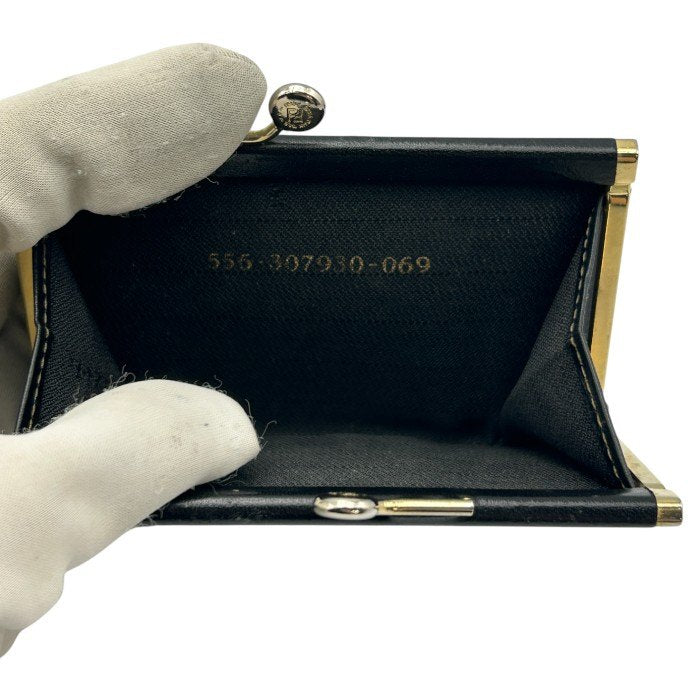 FENDI フェンディ ぺカン 三つ折り 財布 ガマ口 レディース コンパクト レザー 中古 W４