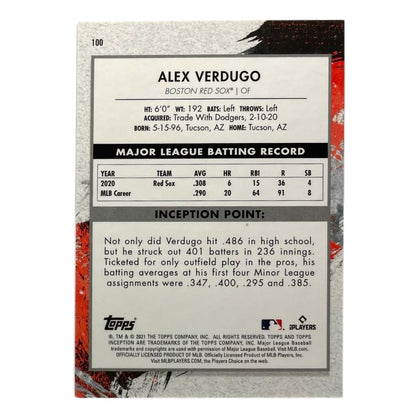 TOPPS MLBカード INCEPTION ALEX VERDUGO BOSTON RED SOX /75 #100 中古 IT2