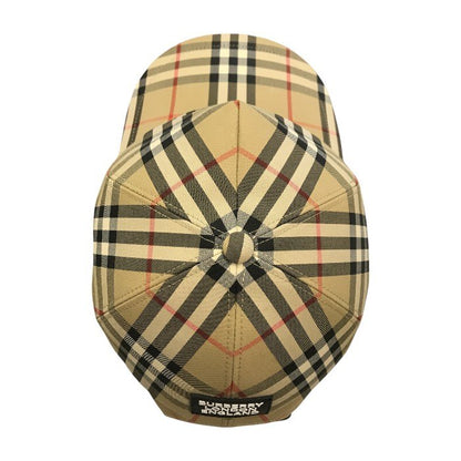BURBERRY LONDON バーバリー ベースボールキャップ メンズ コットン チェック柄 ロゴパッチ ボタン ベージュ XLサイズ 8026929 中古 T1