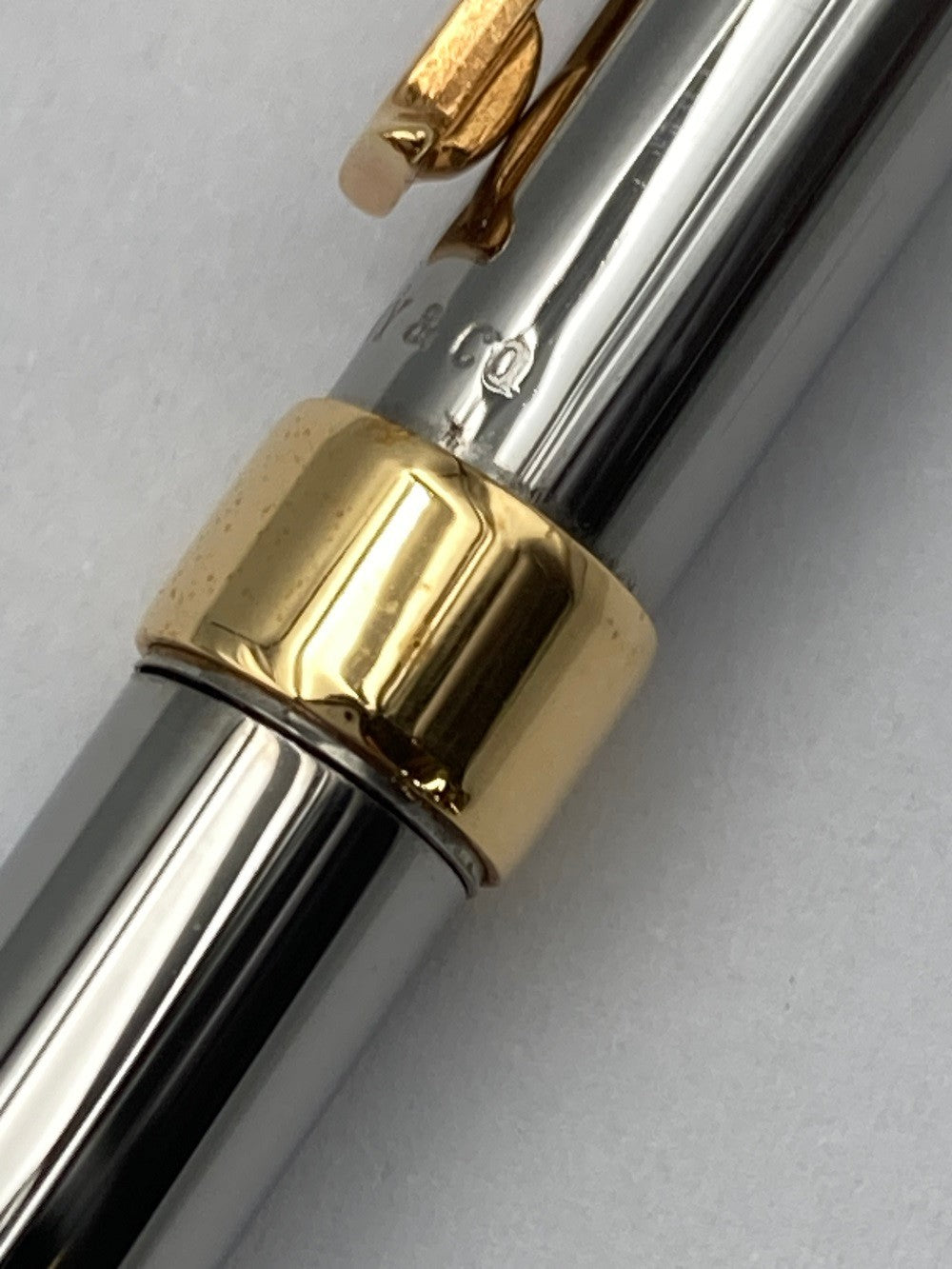 TIFFANY&Co. ティファニー Tクリップ ボールペン ツイスト式 ゴールドGP/シルバー コンビ 中古 D4