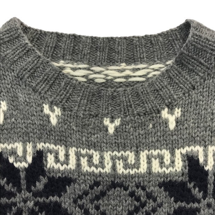 MONCLER モンクレール MAGLIONE TRICOT GIROCOLLO セーター メンズ ウール 厚手ニット ノルディック柄 雪の結晶 グレー Lサイズ 020919035901 中古 T1