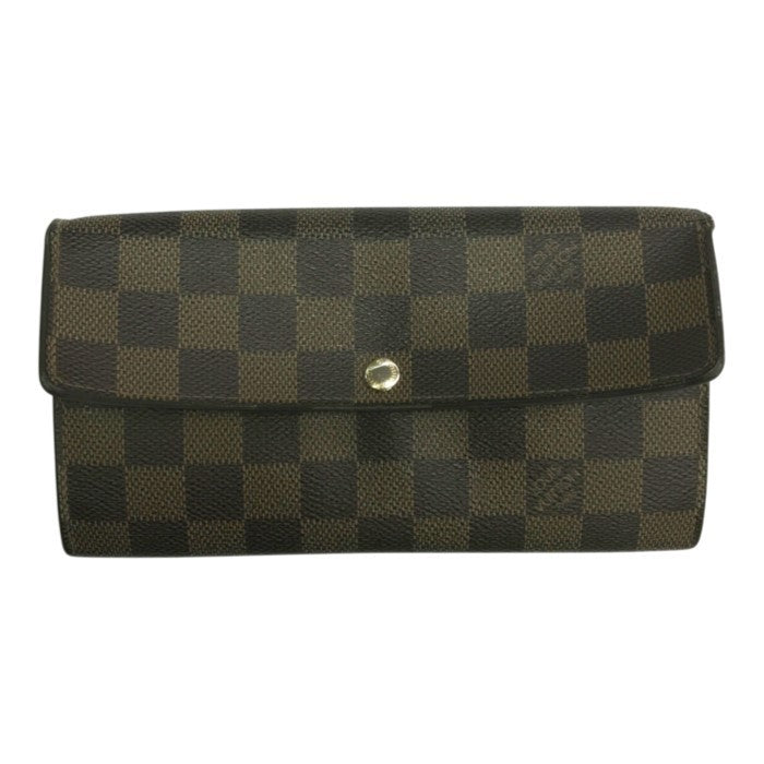 LOUIS VUITTON ルイヴィトン ダミエ エベヌ ポルトフォイユサラ 長財布 2つ折り 旧型 小銭入れあり ブラウン N61734 中古 T1