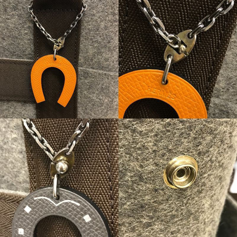 HERMES エルメス サックドパンサージュ トートバッグ ユニセックス フェルト ソーエルメス 限定 2way グレー/ブラウン 中古 T1