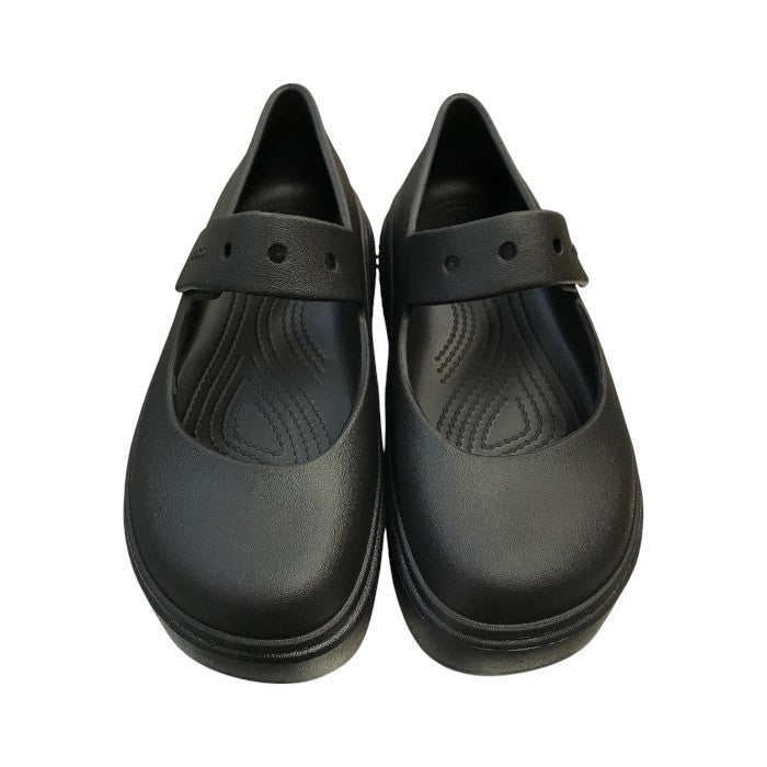 CROCS クロックス ストンプ メリージェーン サンダル レディース 厚底 ベルクロ ストラップ ブラック M6/W8/24cm 中古 T1