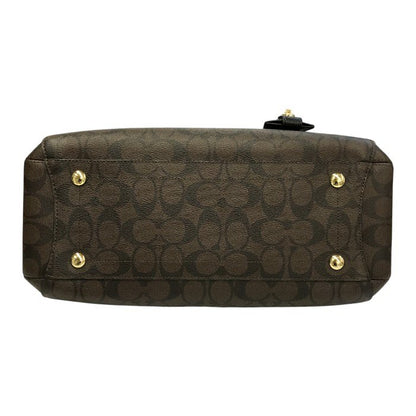 COACH コーチ シグネチャー ミニ マーゴット キャリーオール ハンドバッグ レディース 2way ショルダー 斜め掛け ブラウン/ブラック F34605 中古 T1