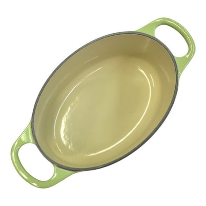 LE CREUSET ル・クルーゼ ココット オーバル 両手鍋 0.9L 楕円 ホーロー 鋳物 IH オーブン 直火 グリーン 中古 T1