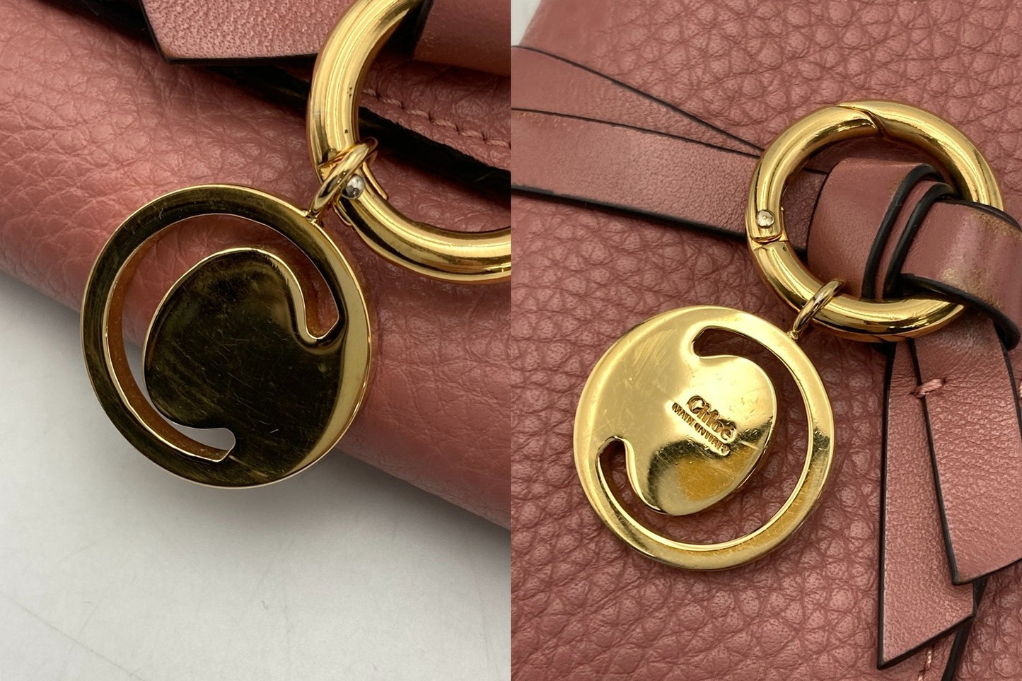 Chloe クロエ グレインレザー アルファベット スモールトリフォールド 3つ折り財布 中古 D4