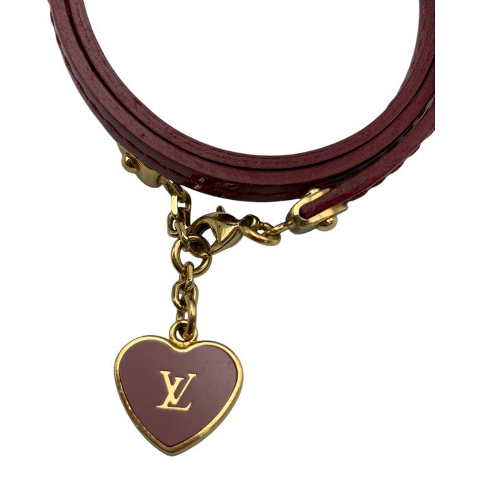 LOUIS VUITTON ルイヴィトン ブラスレ コミット ブレスレット レディース ヴェルニ エナメル ハート ロゴ ゴールド金具 レッド M6625F アクセサリー ブランド おしゃれ かわいい 中古 W４