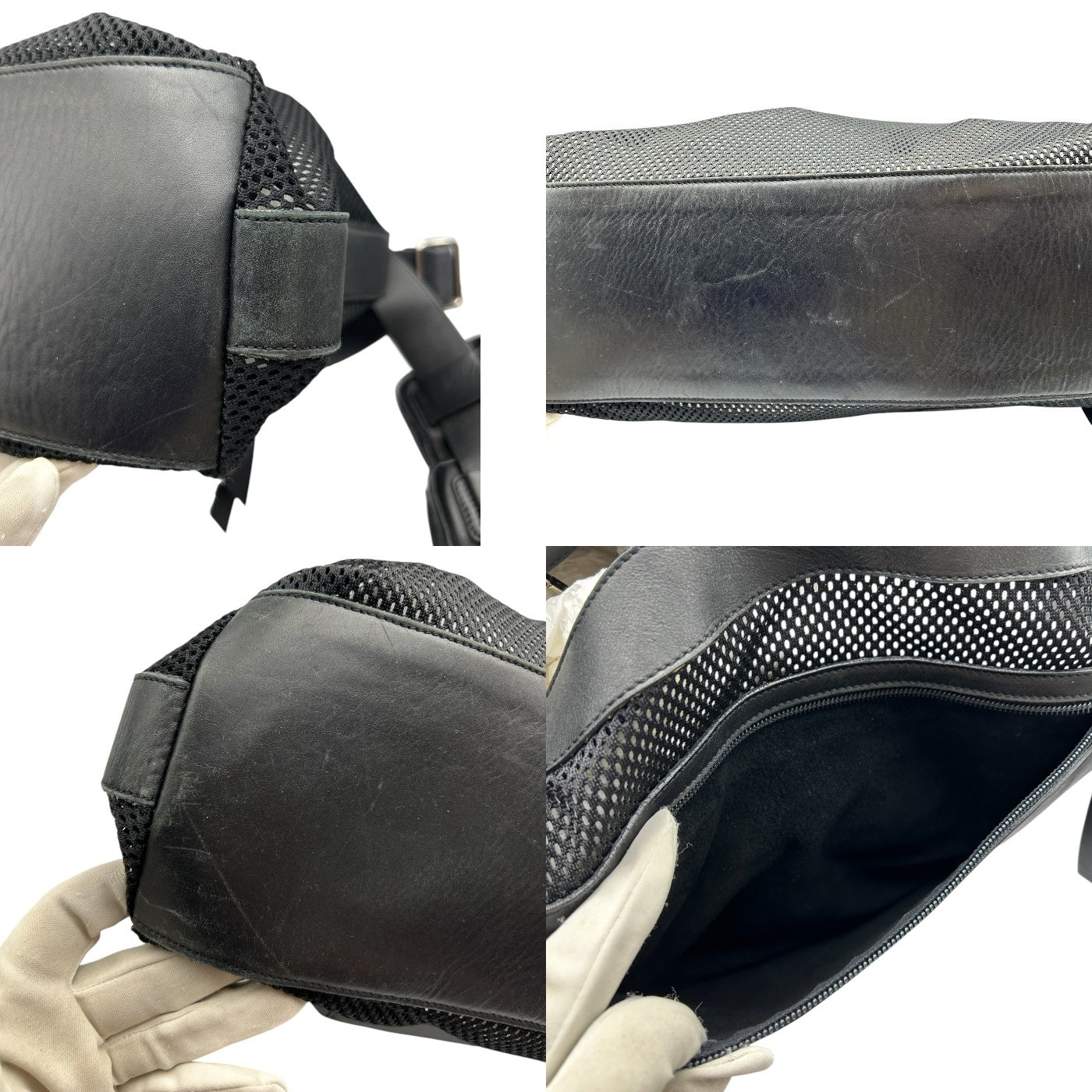 DOLCE＆GABBANA ドルチェ＆ガッバーナ メッシュ ショルダー バッグ 鞄 肩掛け レザー メンズ レディース 中古 W４