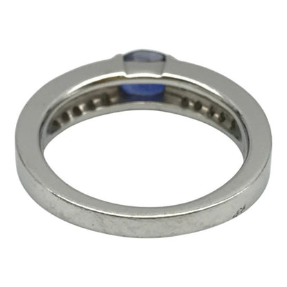 Pt950 サファイア0.823ct/ダイヤモンド0.24ct リング レディース オーバルミックスカット プラチナ 11.5号 中古 T1