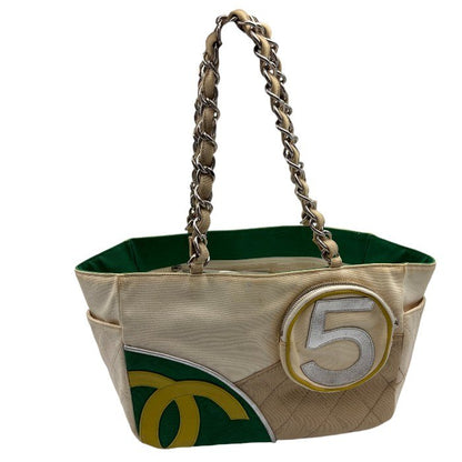 CHANEL シャネル No.5 チェーン トートバッグ グリーン ブランド レディース ヴィンテージ 鞄 中古 W1