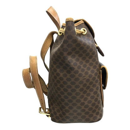 CELINE セリーヌ マカダム リュックサック レディース PVC/レザー ブラゾン バックパック ヴィンテージ ブラウン 中古 T1