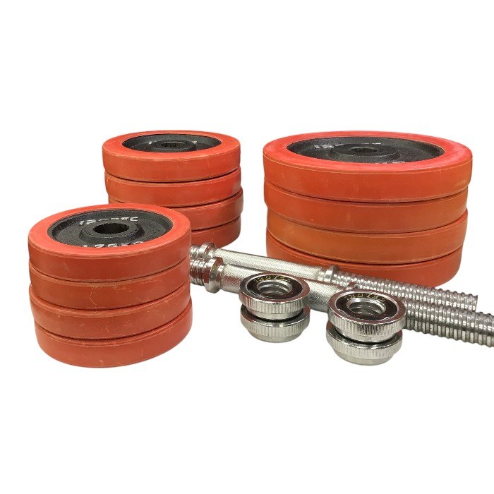 iROTEC ダンベル 40kgセット (5kg×4/2.5kg×4/1.25kg×4) EZバー付き ラバー 可変式 筋トレ エクササイズ 中古 T1