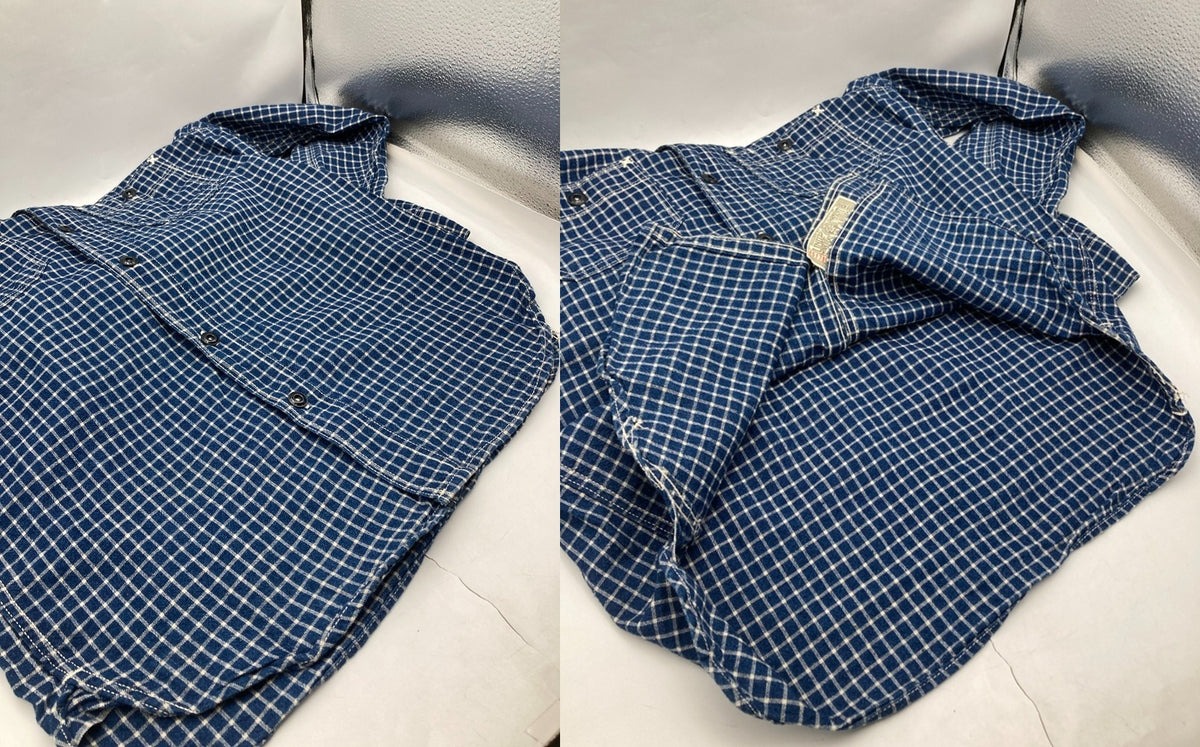 BOOTLEGGERS ブートレガーズ NEAL CASSADY RAILROAD ワークシャツ インディゴチェック サイズ14 メンズ 中古 D4