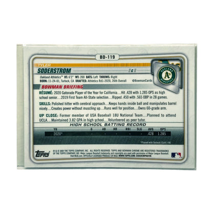 TOPPS MLBカード BOWMAN CHROME 1st TYLER SODERSTROM ATHLETICS #BD-119 中古 IT2