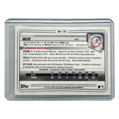 TOPPS MLBカード BOWMAN ANTHONY VOLPE NEW YORK YANKEES /499 #BD-178 中古 IT2
