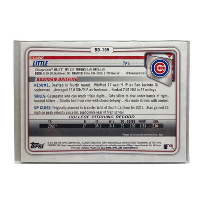 TOPPS MLBカード BOWMAN 1ST LUKE LITTLE CUBS 63/99 #BD-105 中古 IT2