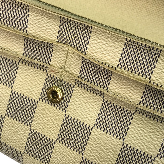 LOUIS VUITTON ルイヴィトン ダミエ アズール  ポルトフォイユサラ 長財布 2つ折り 旧型 ホワイト N61735 中古 T1