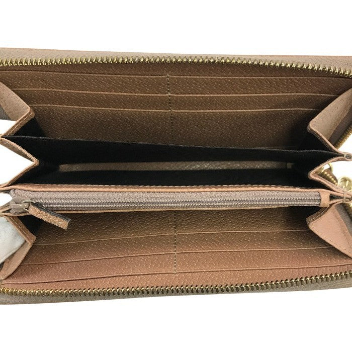 GUCCI グッチ GGキャンバス 長財布 レディース レザー ラウンドファスナー ジップ 小銭入れ付き ピンク/ベージュ 323397 中古 T1