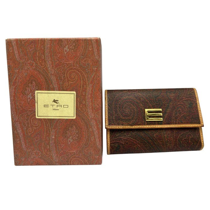 ETRO エトロ 二つ折り 財布 レディース ペイズリー柄 コンパクト 札入れ 小銭入れ 中古 W４