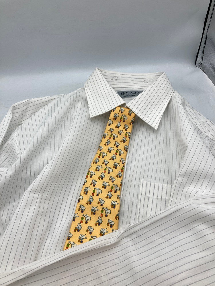 Salvatore Ferragamo サルヴァトーレ フェラガモ アニマル ゾウ柄 ネクタイ シルク100％ 中古 D4