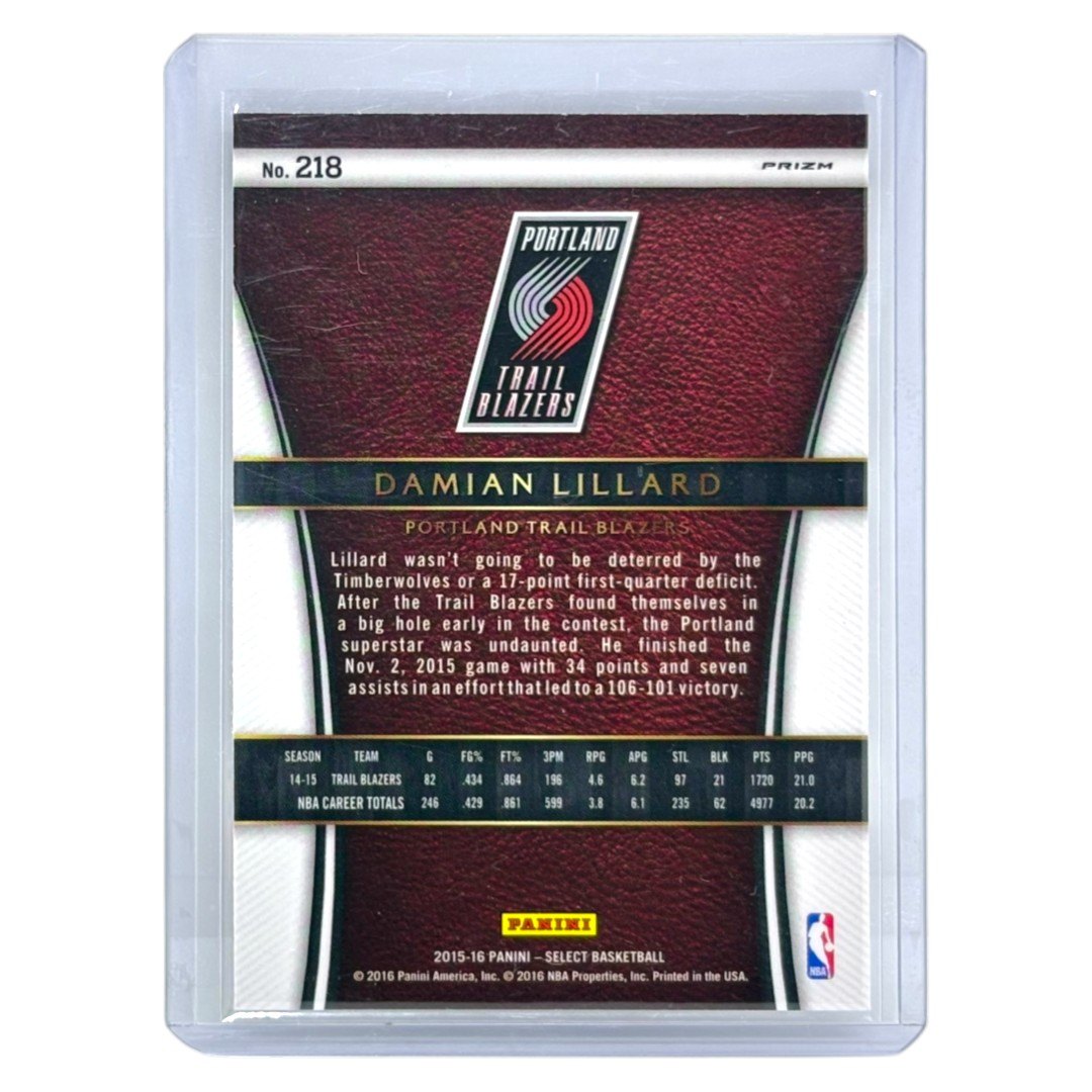 PANINI NBAカード SELECT PRIZM DAMIAN LILLARD PORTLAND TRAIL BLAZERS #218 中古 IT1