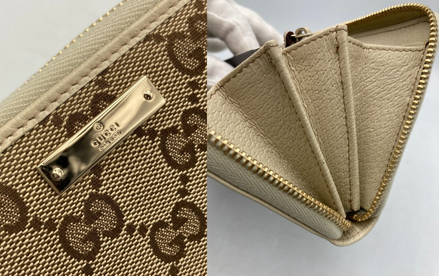 GUCCI グッチ GGキャンバス ラウンドファスナー 長財布 112724 中古 D4